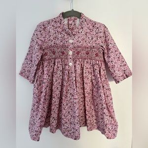 La Coqueta pink purple floral smocked dress w buttons
